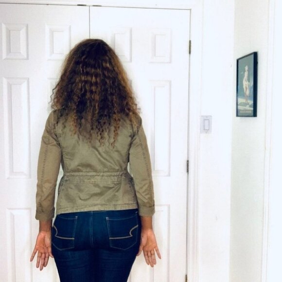 ZARA green fitted utility jacket spring khaki jacket women size  medium - Picture 12 of 16